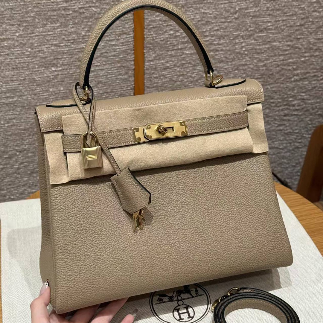 Hermes Kelly 28 Bag Handmade In Togo Calfskin Leather Gold Hardware S2 Trench