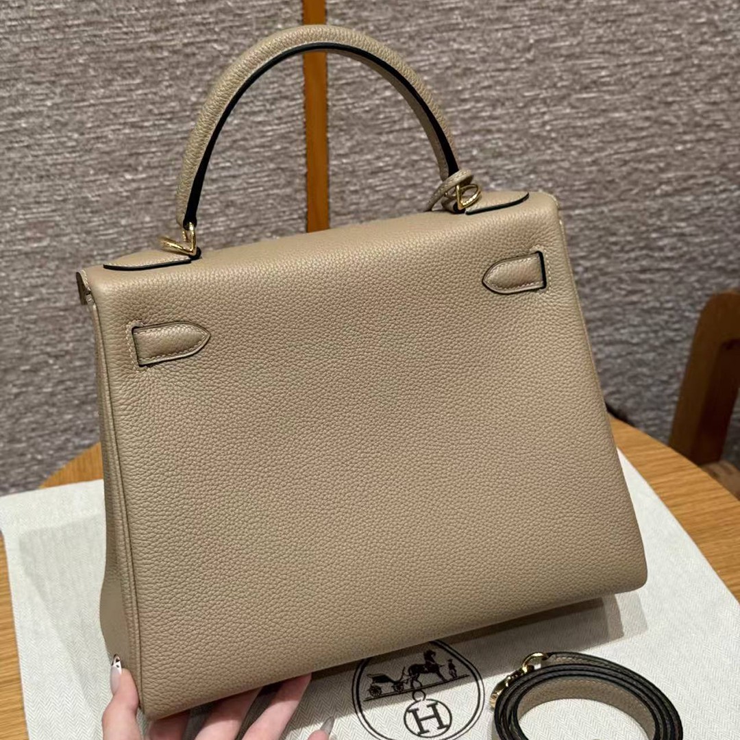Hermes Kelly 28 Bag Handmade In Togo Calfskin Leather Gold Hardware S2 Trench - Image 2