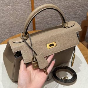 Hermes Kelly 28 Bag Handmade In Togo Calfskin Leather Gold Hardware S2 Trench - Image 17