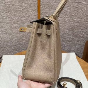 Hermes Kelly 28 Bag Handmade In Togo Calfskin Leather Gold Hardware S2 Trench - Image 15