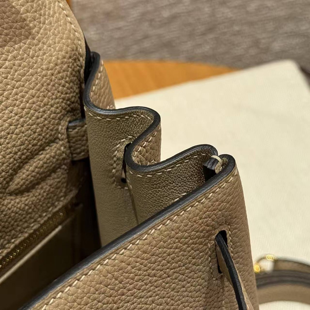 Hermes Kelly 28 Bag Handmade In Togo Calfskin Leather Gold Hardware S2 Trench - Image 14