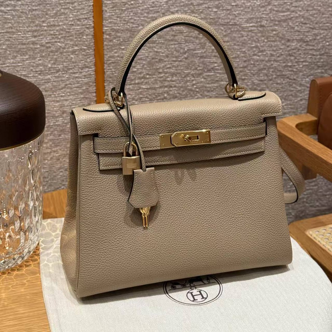 Hermes Kelly 28 Bag Handmade In Togo Calfskin Leather Gold Hardware S2 Trench - Image 8