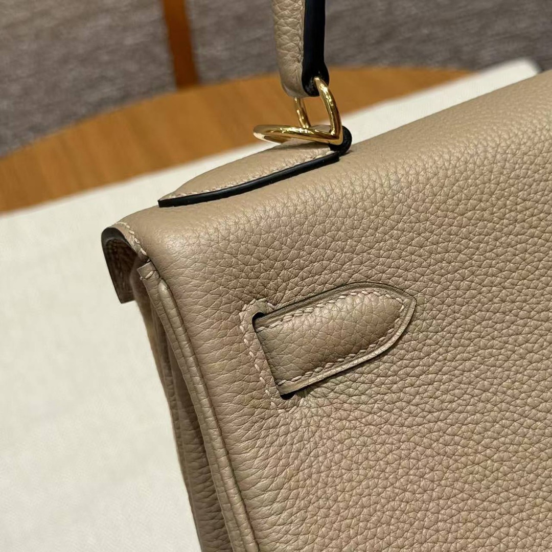 Hermes Kelly 28 Bag Handmade In Togo Calfskin Leather Gold Hardware S2 Trench - Image 7
