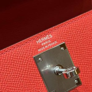 Hermes Kelly 28 Bag Handmade In Epsom Calfskin Leather Silver Hardware S3 Rouge Coeur - Image 11