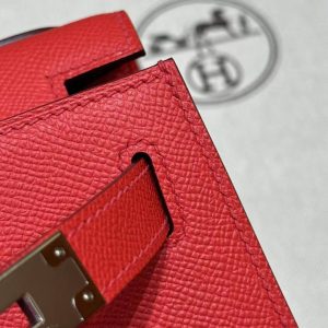 Hermes Kelly 28 Bag Handmade In Epsom Calfskin Leather Silver Hardware S3 Rouge Coeur - Image 7