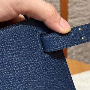 Hermes Kelly 28 Bag Handmade In Epsom Calfskin Leather Gold Hardware S4 Deep Blue - Image 19