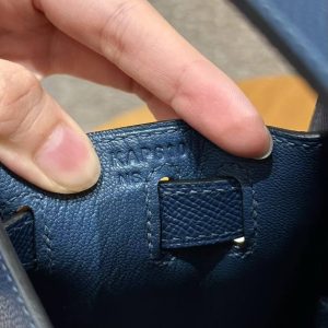Hermes Kelly 28 Bag Handmade In Epsom Calfskin Leather Gold Hardware S4 Deep Blue - Image 11