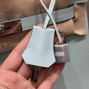 Hermes Kelly 28 Bag Handmade In Epsom Calfskin Leather Silver Hardware U2 Blue Zephyr - Image 8
