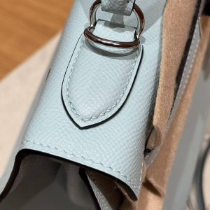 Hermes Kelly 28 Bag Handmade In Epsom Calfskin Leather Silver Hardware U2 Blue Zephyr - Image 6