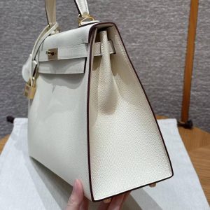 Hermes Kelly 28 Bag Handmade In Epsom Calfskin Leather Gold Hardware i2 Nata - Image 2