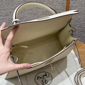 Hermes Kelly 28 Bag Handmade In Epsom Calfskin Leather Gold Hardware i2 Nata - Image 23