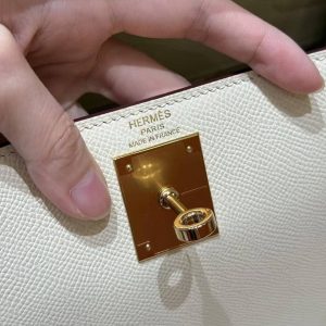 Hermes Kelly 28 Bag Handmade In Epsom Calfskin Leather Gold Hardware i2 Nata - Image 22