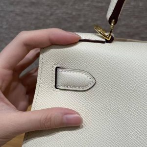 Hermes Kelly 28 Bag Handmade In Epsom Calfskin Leather Gold Hardware i2 Nata - Image 19