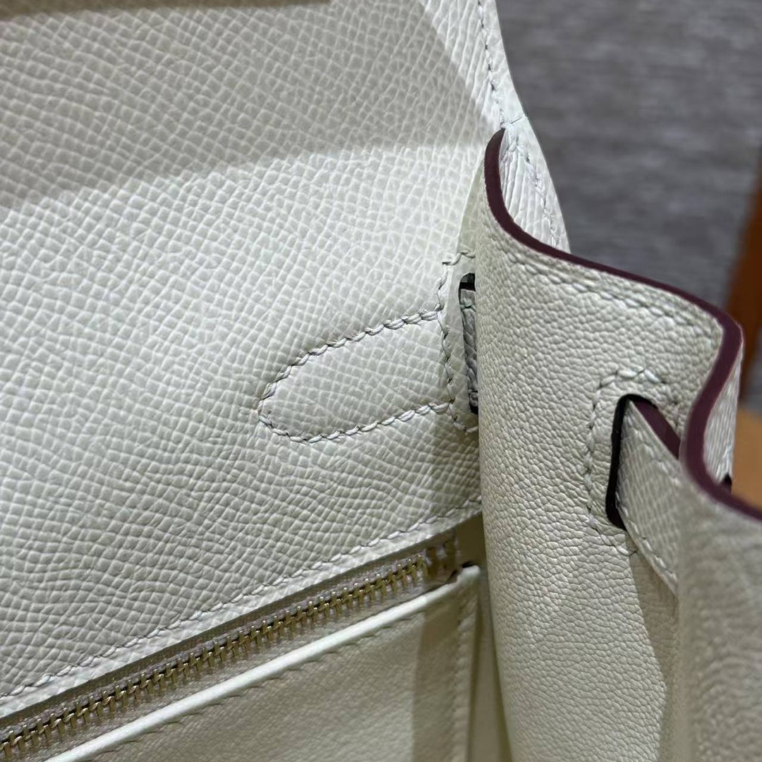 Hermes Kelly 28 Bag Handmade In Epsom Calfskin Leather Gold Hardware i2 Nata - Image 11