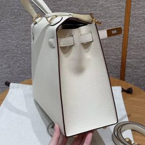 Hermes Kelly 28 Bag Handmade In Epsom Calfskin Leather Gold Hardware i2 Nata - Image 7