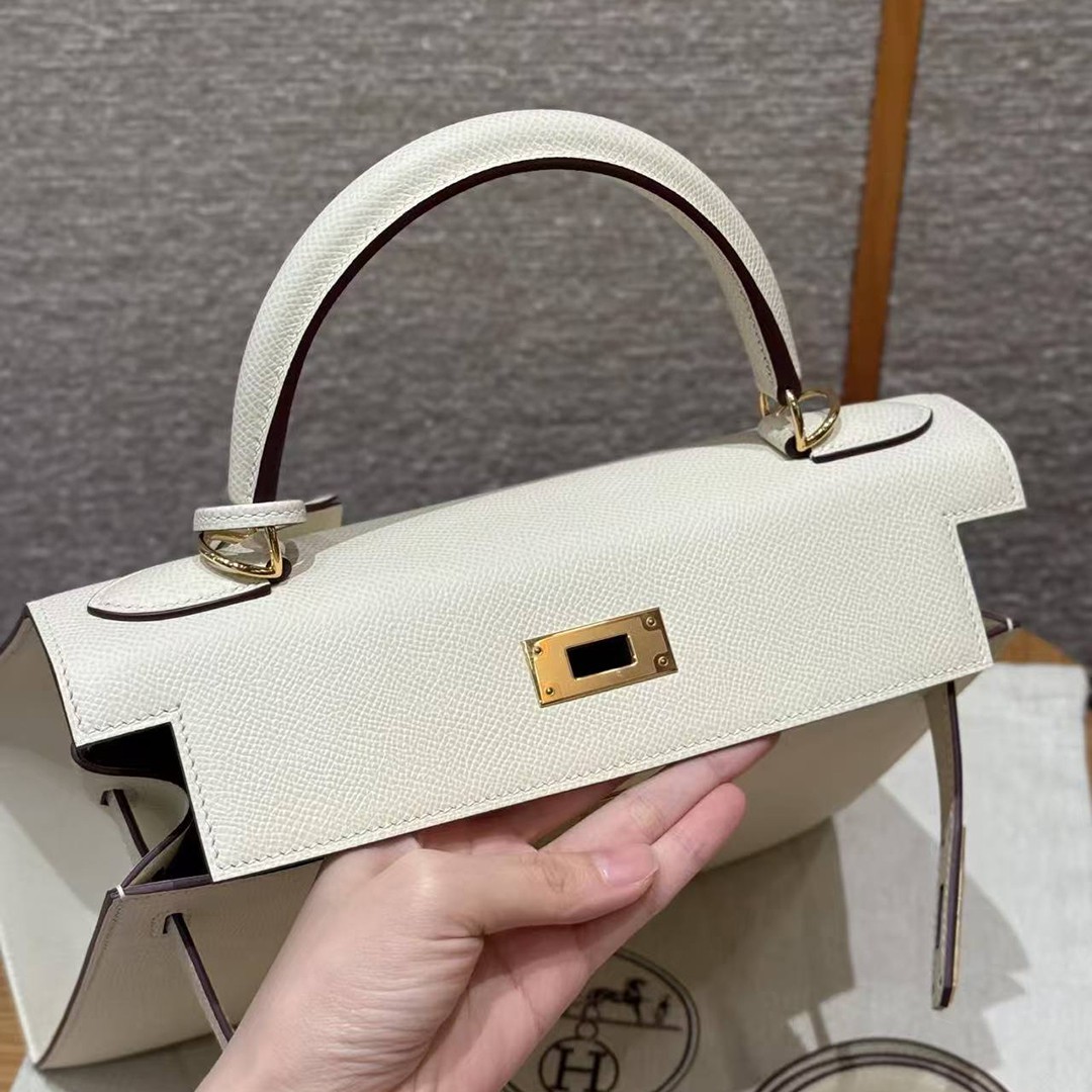 Hermes Kelly 28 Bag Handmade In Epsom Calfskin Leather Gold Hardware i2 Nata - Image 5