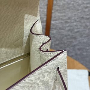 Hermes Kelly 28 Bag Handmade In Epsom Calfskin Leather Gold Hardware i2 Nata - Image 4