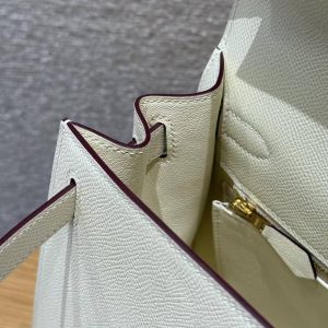 Hermes Kelly 28 Bag Handmade In Epsom Calfskin Leather Gold Hardware i2 Nata - Image 3