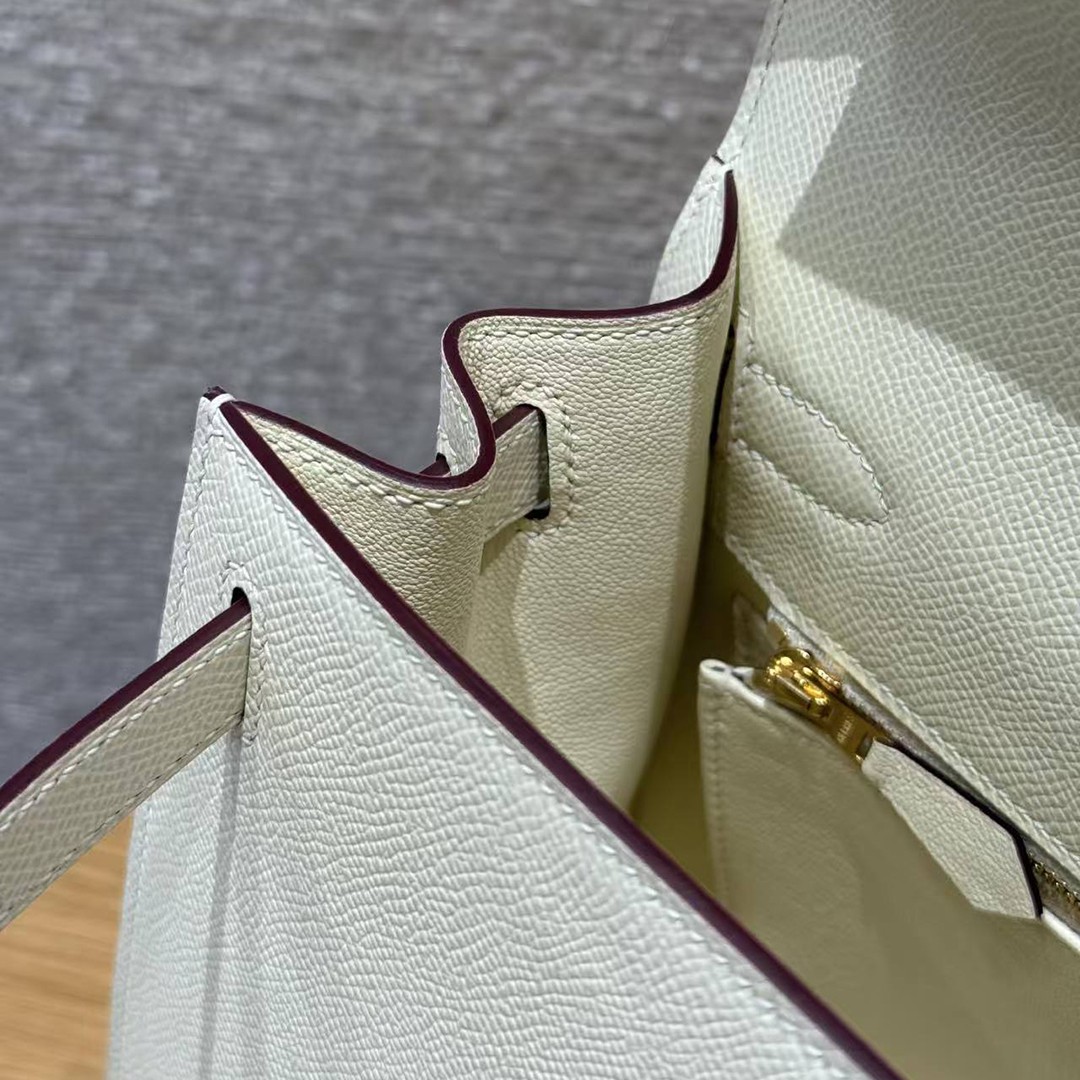 Hermes Kelly 28 Bag Handmade In Epsom Calfskin Leather Gold Hardware i2 Nata - Image 3