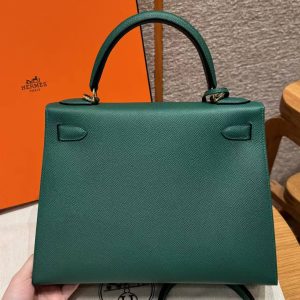 Hermes Kelly 28 Bag Handmade In Epsom Calfskin Leather Gold Hardware z6 Makachite - Image 2