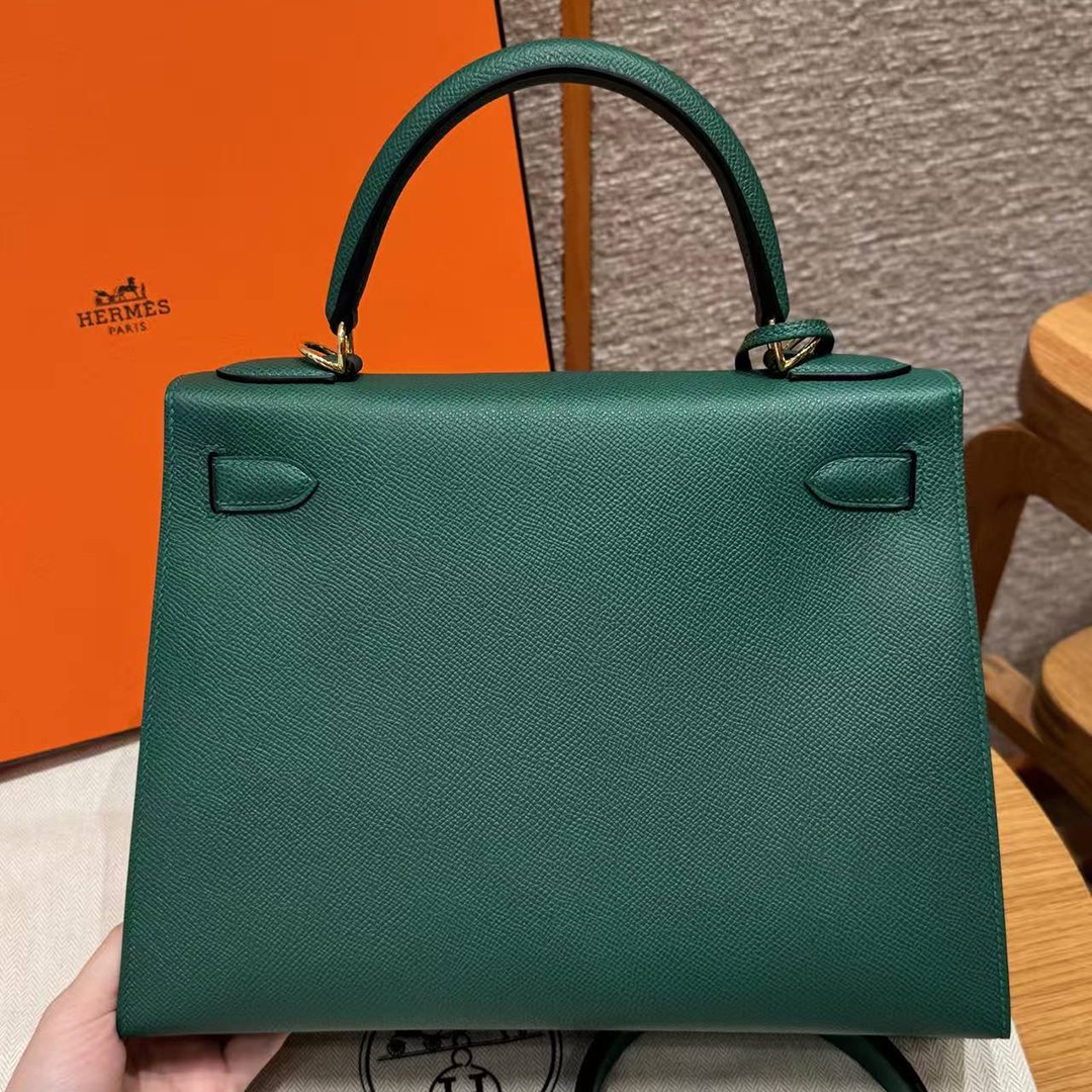 Hermes Kelly 28 Bag Handmade In Epsom Calfskin Leather Gold Hardware z6 Makachite - Image 2