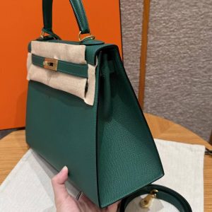 Hermes Kelly 28 Bag Handmade In Epsom Calfskin Leather Gold Hardware z6 Makachite - Image 23