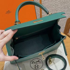 Hermes Kelly 28 Bag Handmade In Epsom Calfskin Leather Gold Hardware z6 Makachite - Image 20