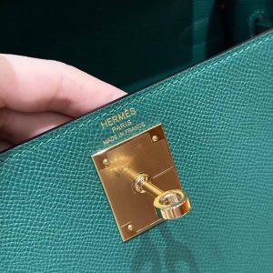 Hermes Kelly 28 Bag Handmade In Epsom Calfskin Leather Gold Hardware z6 Makachite - Image 19