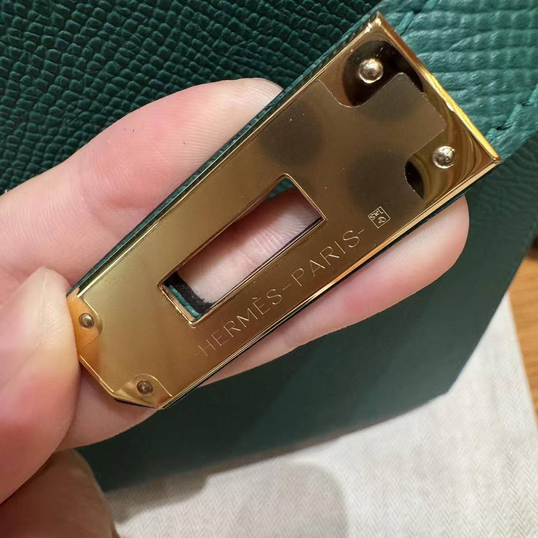 Hermes Kelly 28 Bag Handmade In Epsom Calfskin Leather Gold Hardware z6 Makachite - Image 17