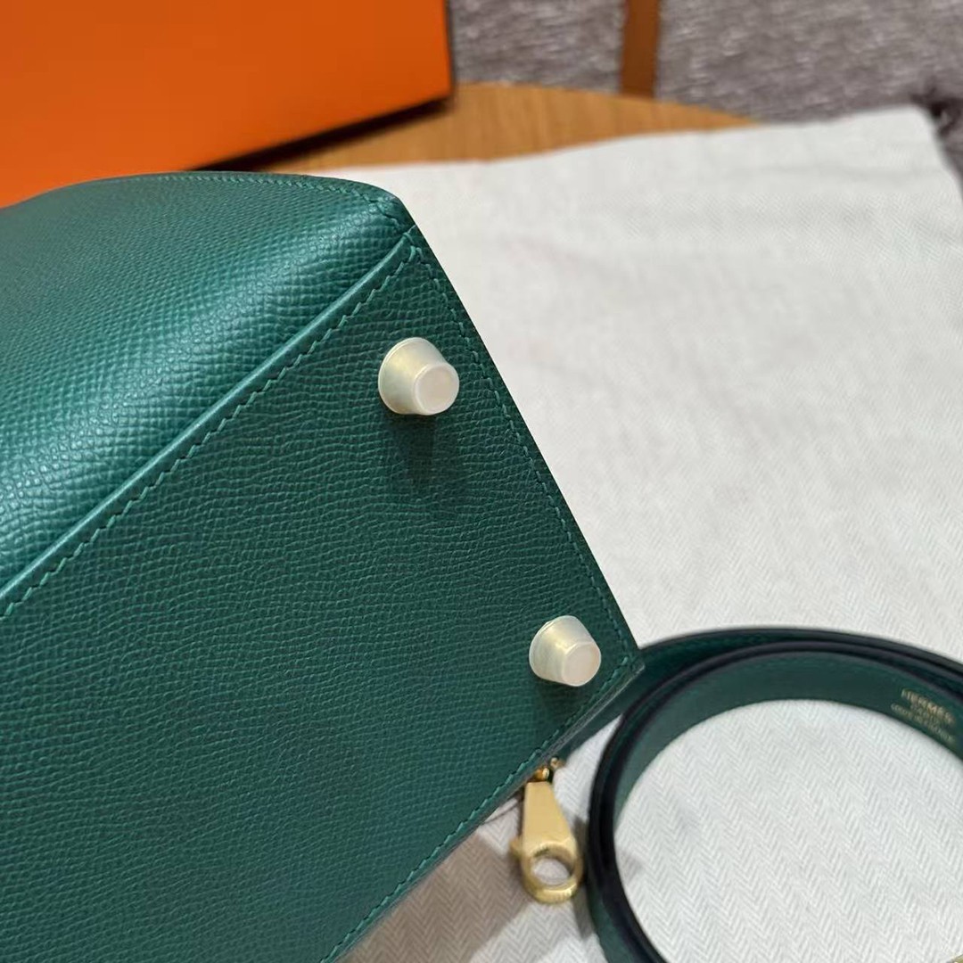 Hermes Kelly 28 Bag Handmade In Epsom Calfskin Leather Gold Hardware z6 Makachite - Image 16