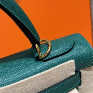 Hermes Kelly 28 Bag Handmade In Epsom Calfskin Leather Gold Hardware z6 Makachite - Image 14