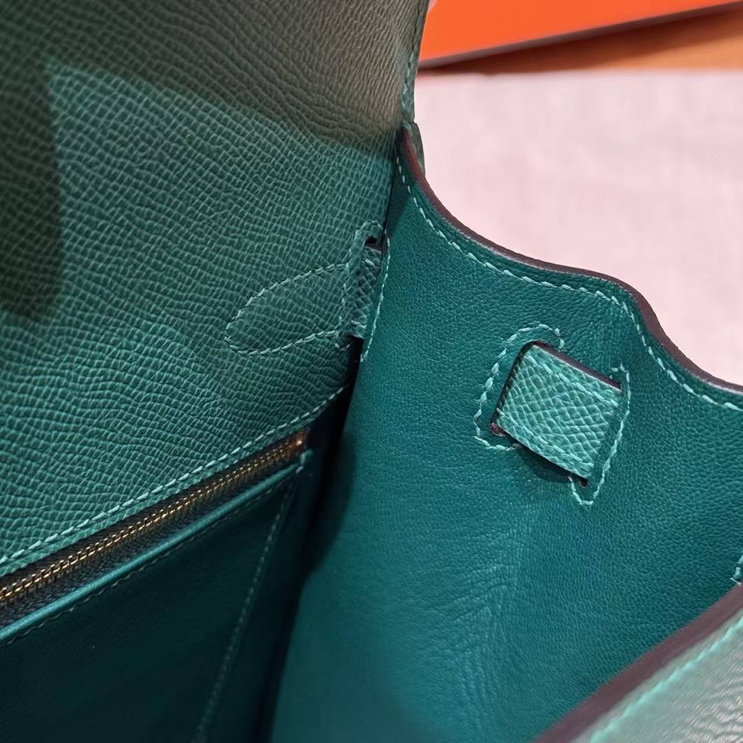Hermes Kelly 28 Bag Handmade In Epsom Calfskin Leather Gold Hardware z6 Makachite - Image 10