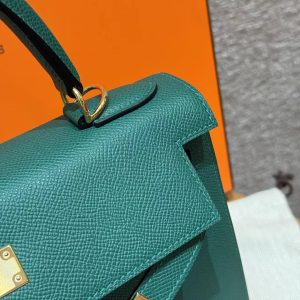 Hermes Kelly 28 Bag Handmade In Epsom Calfskin Leather Gold Hardware z6 Makachite - Image 9