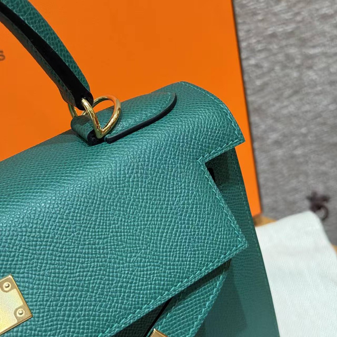 Hermes Kelly 28 Bag Handmade In Epsom Calfskin Leather Gold Hardware z6 Makachite - Image 9