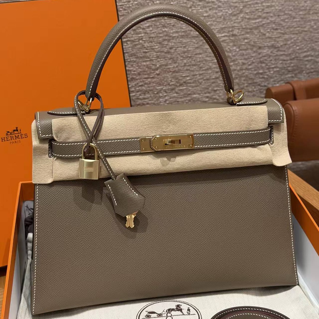 Hermes Kelly 32 Bag Handmade In Epsom Calfskin Leather Gold Hardware 18 Etoup