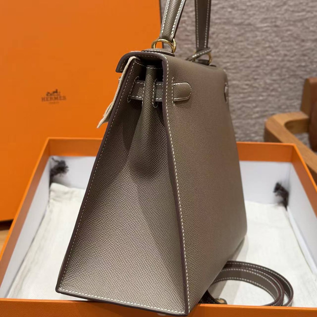 Hermes Kelly 32 Bag Handmade In Epsom Calfskin Leather Gold Hardware 18 Etoup - Image 18