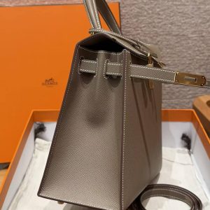 Hermes Kelly 32 Bag Handmade In Epsom Calfskin Leather Gold Hardware 18 Etoup - Image 17