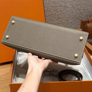 Hermes Kelly 32 Bag Handmade In Epsom Calfskin Leather Gold Hardware 18 Etoup - Image 16