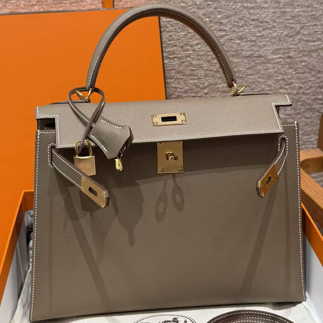Hermes Kelly 32 Bag Handmade In Epsom Calfskin Leather Gold Hardware 18 Etoup - Image 10