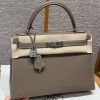 Hermes Kelly 32 Bag Handmade In Epsom Calfskin Leather Silver Hardware 18 Etoup