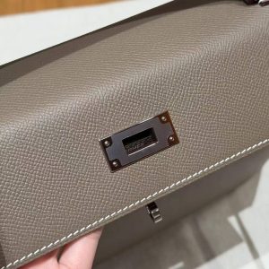 Hermes Kelly 32 Bag Handmade In Epsom Calfskin Leather Silver Hardware 18 Etoup - Image 11