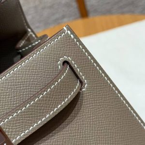 Hermes Kelly 32 Bag Handmade In Epsom Calfskin Leather Silver Hardware 18 Etoup - Image 9