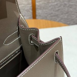 Hermes Kelly 32 Bag Handmade In Epsom Calfskin Leather Silver Hardware 18 Etoup - Image 8