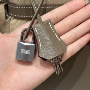Hermes Kelly 32 Bag Handmade In Epsom Calfskin Leather Silver Hardware 18 Etoup - Image 6
