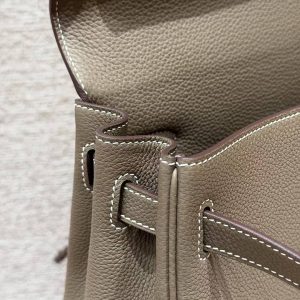 Hermes Kelly 32 Bag Handmade In Togo Calfskin Leather Silver Hardware 18 Etoupe - Image 11