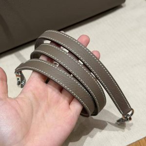 Hermes Kelly 32 Bag Handmade In Togo Calfskin Leather Silver Hardware 18 Etoupe - Image 5