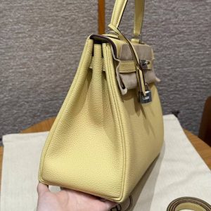 Hermes Kelly 32 Bag Handmade In Togo Calfskin Leather Silver Hardware 1Z Jaume Poussin - Image 21