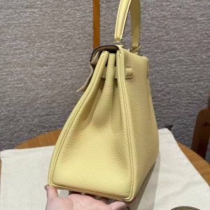 Hermes Kelly 32 Bag Handmade In Togo Calfskin Leather Silver Hardware 1Z Jaume Poussin - Image 20