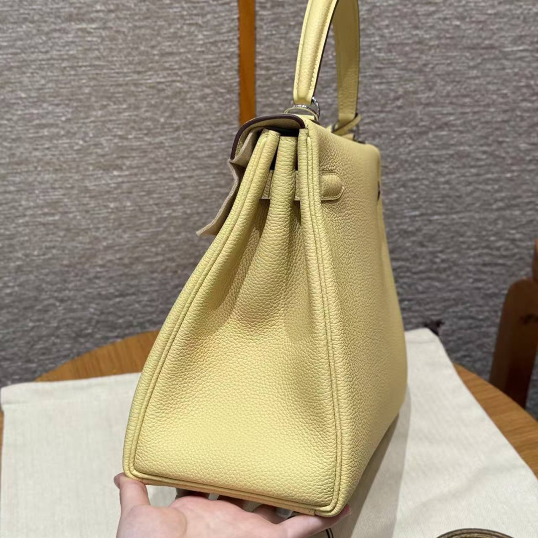 Hermes Kelly 32 Bag Handmade In Togo Calfskin Leather Silver Hardware 1Z Jaume Poussin - Image 20
