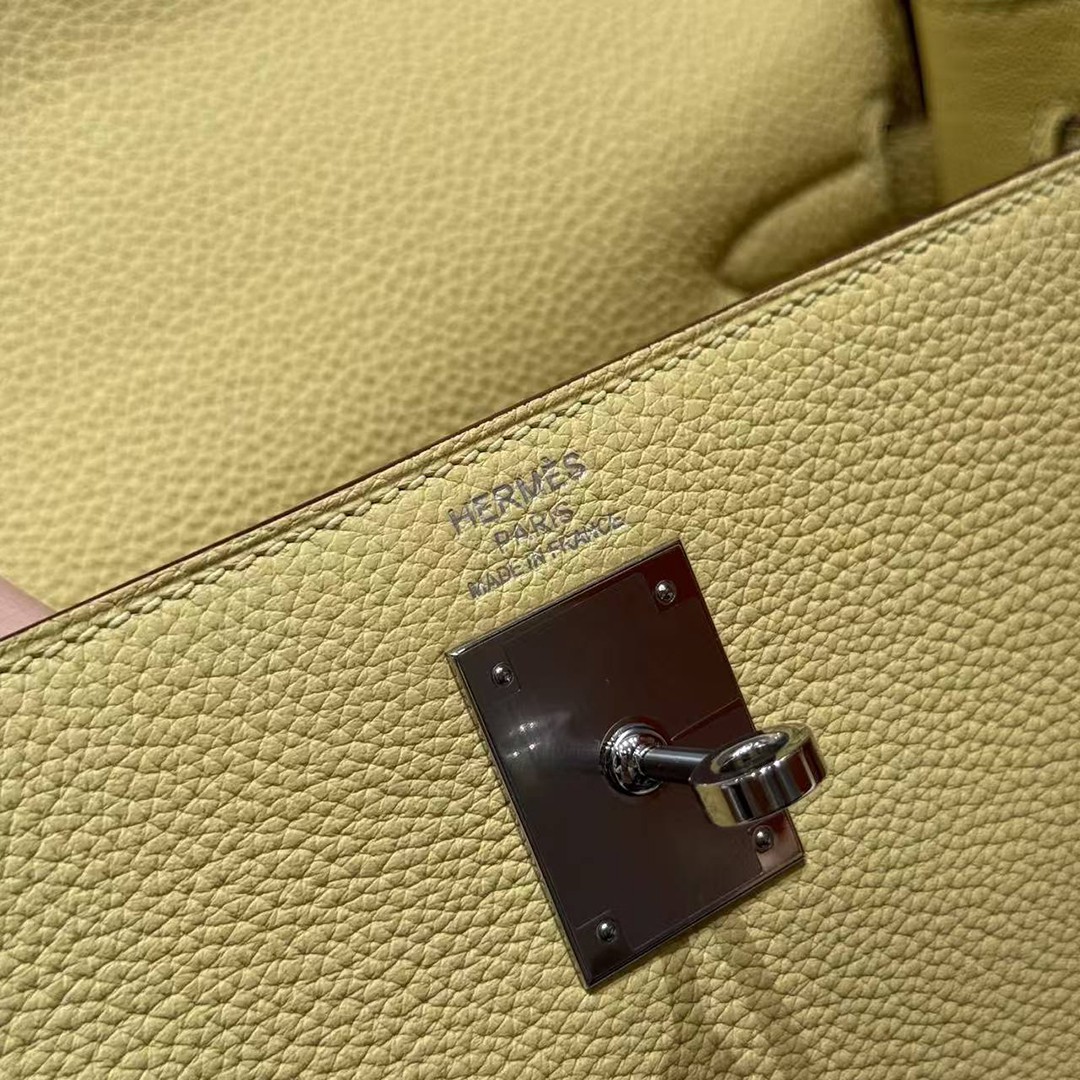 Hermes Kelly 32 Bag Handmade In Togo Calfskin Leather Silver Hardware 1Z Jaume Poussin - Image 17
